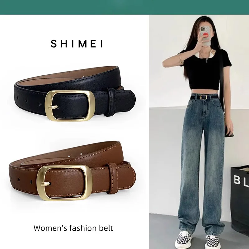 

New 3.0cm Leather Narrow Belt Korean Version For Women's Casual Travel Versatile High-Quality Shopping Jeans Decorative Belt