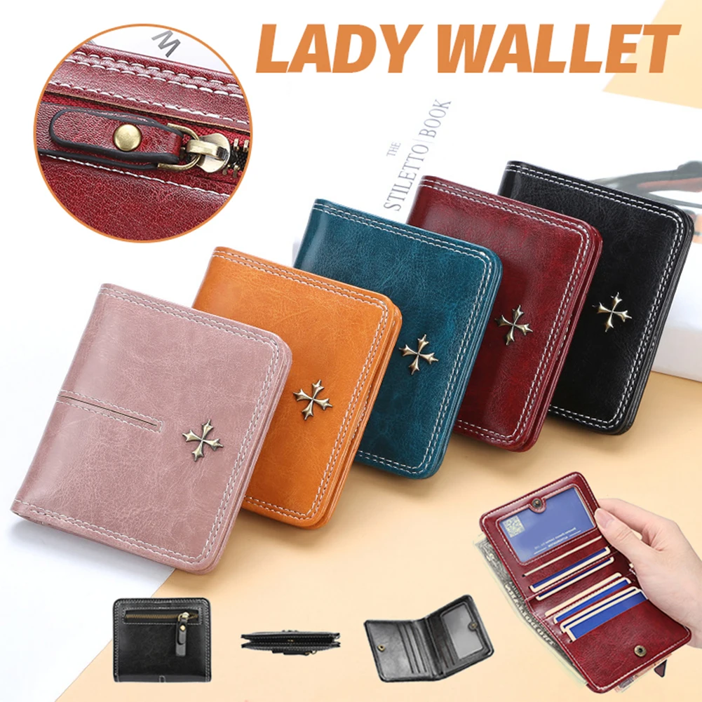 

Women Compact Small Money Purse With Zippered Exquisite Workmanship Business Bag For Outdoor Shopping Solid Color Money Pouch