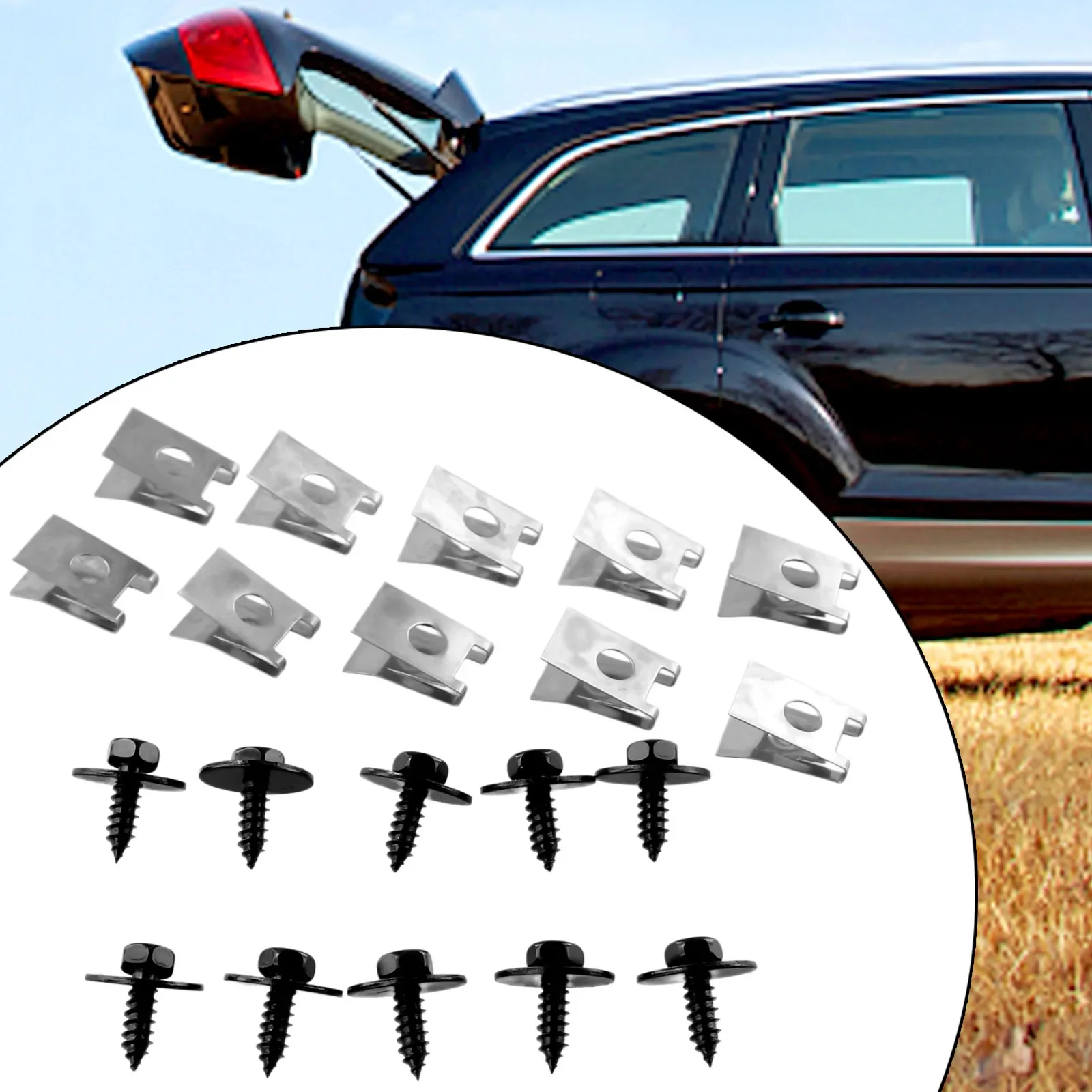 20x Car Chassis Engine Guard Metal Nut/Screw Washers U-Shape Clip For BMW E46/E92/E90/F10 Car Fender Bumper Cross Head Screws