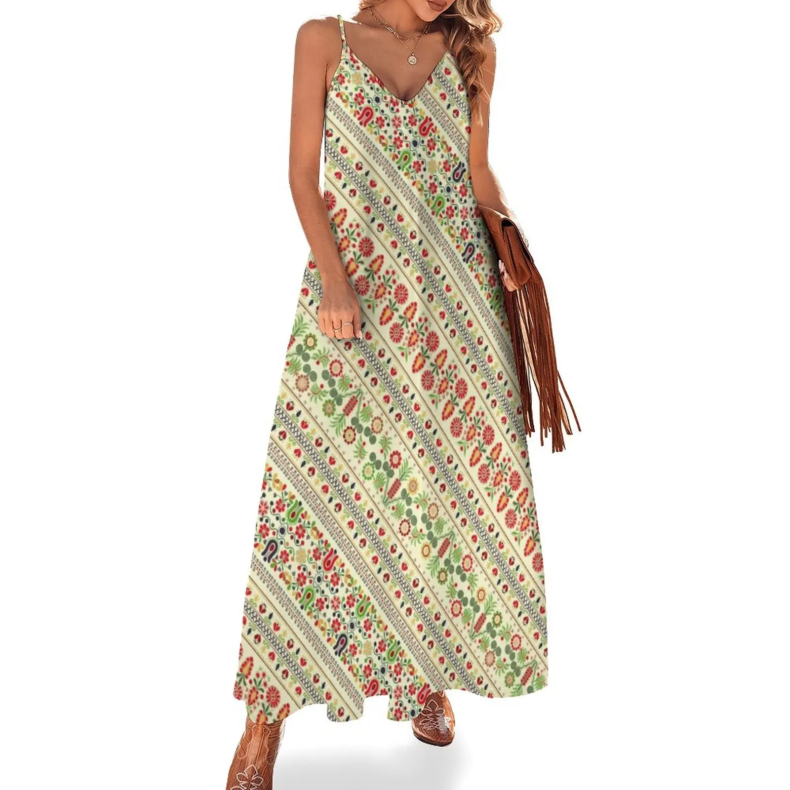 

New Hungarian pattern Sleeveless Dress ladies dresses for special occasion Evening gown luxury woman party dress Female clothing