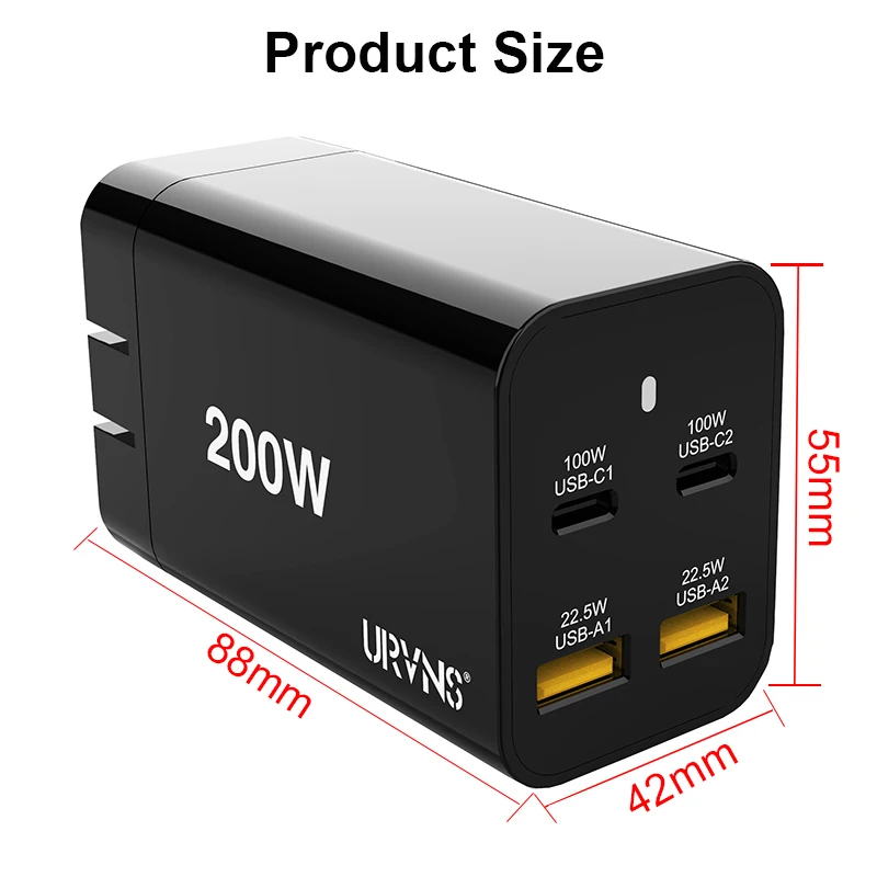 4-Port USB-C GaN Charger 200W