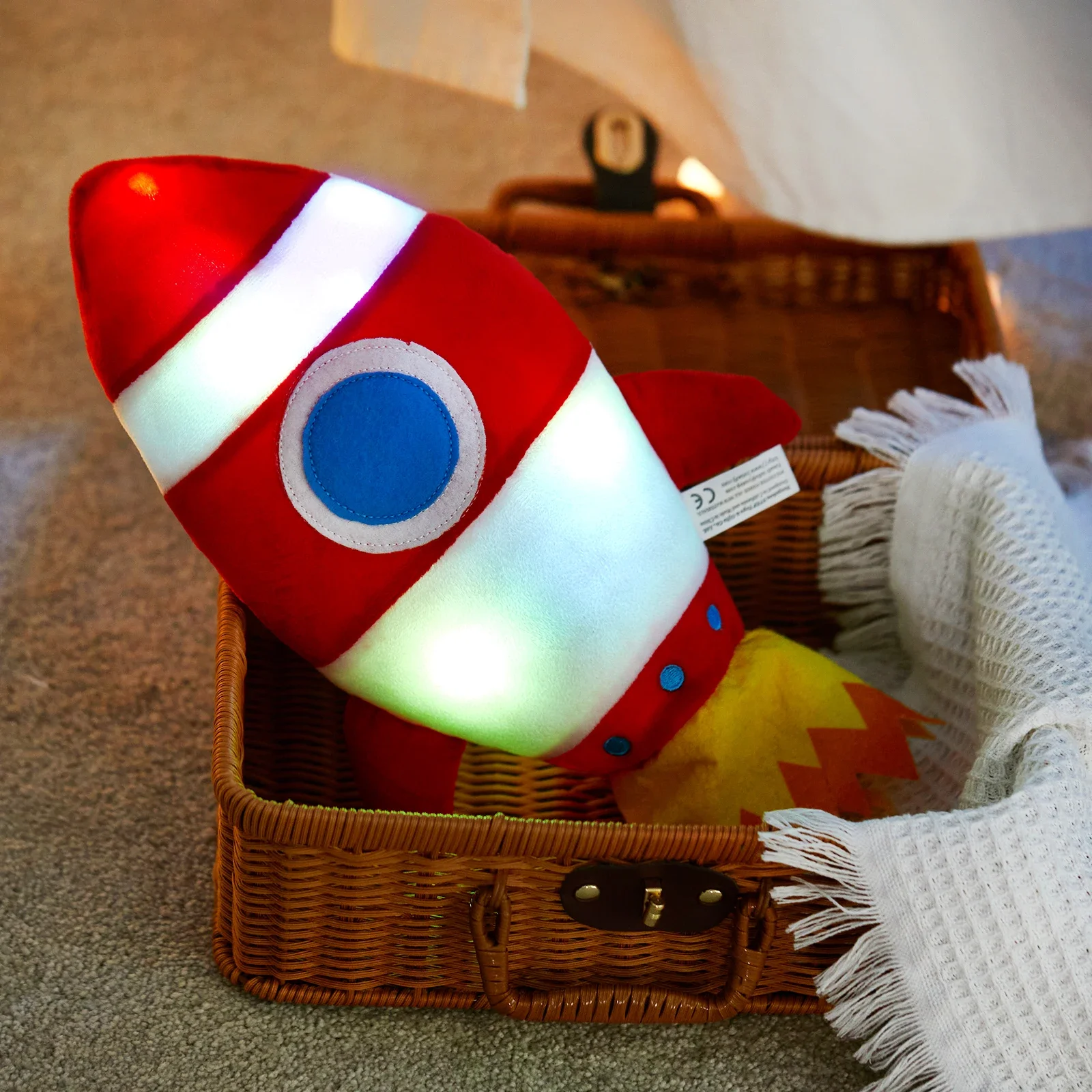 

40cm Light-up Rocket Doll Plush Toys Sleeping Pillows Cute Soft PP Cotton Birthday Gift Stuffed Animals for Girls Glowing Toy