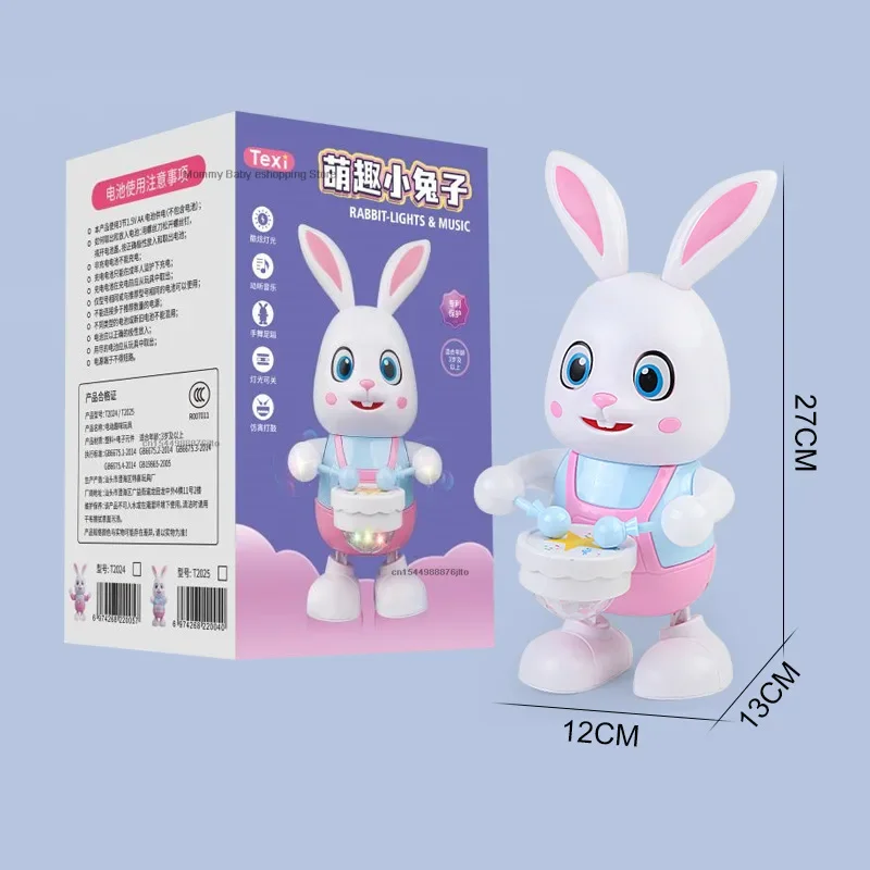 20 Songs Musical Dancing Rabbit Toy with Play The Drum Walking Singing Bunny Moving Toys for Baby with Music Lights for Xms Gift 6