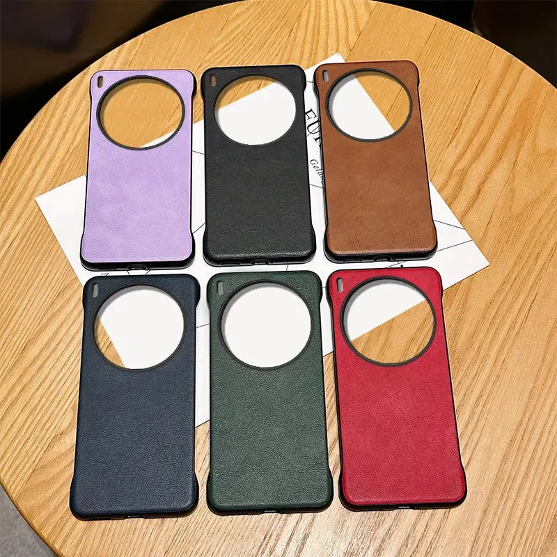 Luxury Leather Pattern Frameless Ultra-Thin Shockproof Bumper Hard Back Cover Case