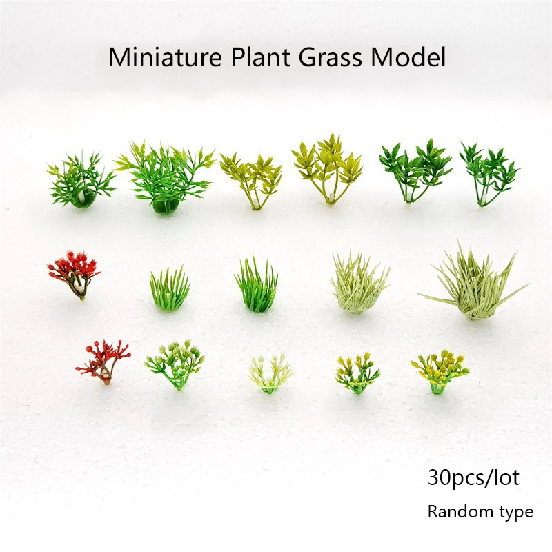 Simulation Miniature Small Grass Model ABS Plant Material For HO Train Railway Building Sand Table Layout Diorama Kits 30Pcs train layout kits