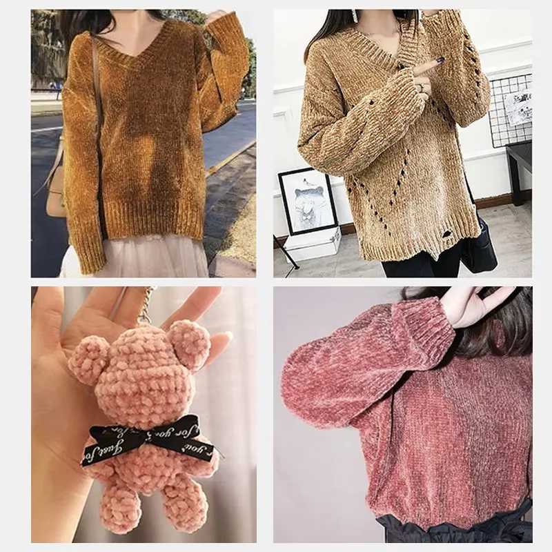 크리스마스 1PC100g 셔닐 원사 벨벳 원사 따뜻한 부드러운 뜨개질 뜨개질 바느질 스레드 DIY 스카프 스웨터 장갑 핸드백