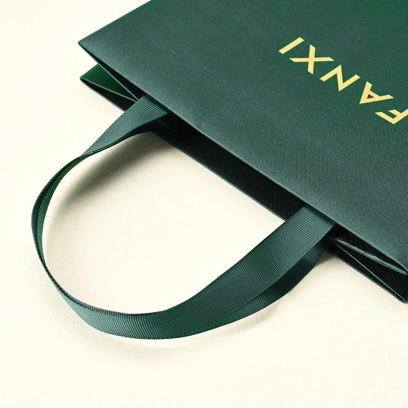 MISHITU jewelry gift paper bag jewelry storage bag handbag green ribbon festival gift packaging bags