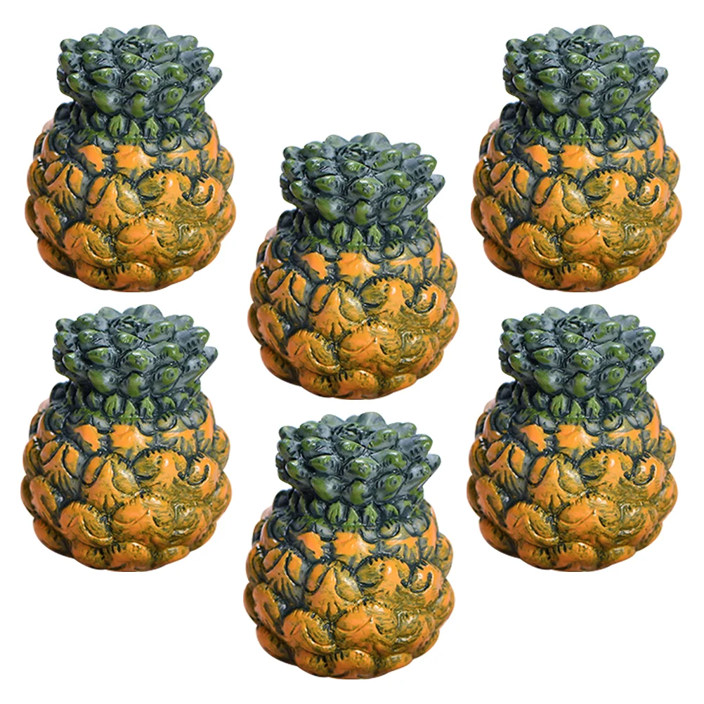 

6pcs Fake Fruit Decorations Artificial Miniature Pineapple Model Realistic Faux Fruit