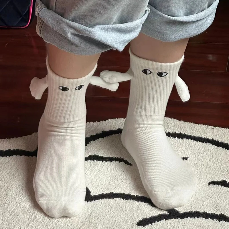 Cute Socks Hand In Hand Sock Women Solid Color Black White Socks Summer Lace Mesh Short 1 Pair