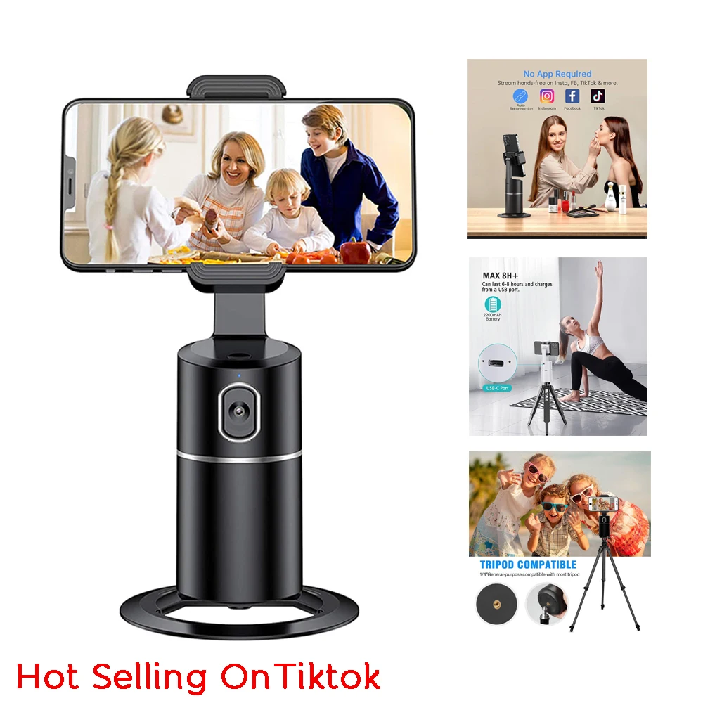 Selfie Stick Tripod Cell Phone Selfie Stick Smartphone Selfie Stick Selfie Stick Phone Selfie Tripod Gimbal Stabilizer Mobile Phone Holder Smartphone Shooting Holder Auto Tracking Phone Holder 360&deg; Rotation Motion Tracking Mount