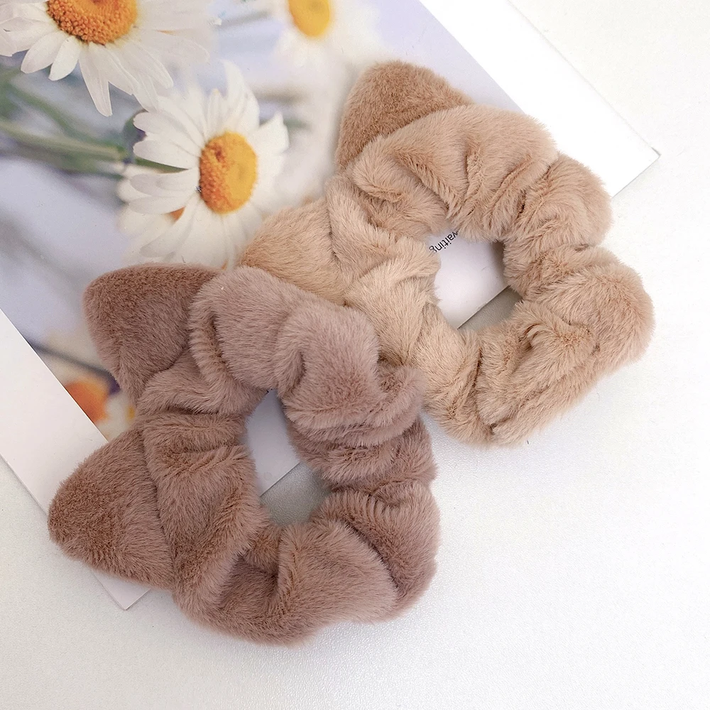 Flauschigen Tuch Große Haar Krawatten Frauen Pferdeschwanz Halter Katze Ohr Haar Hoop Gummi Elastische Kopf Seil Scrunchies Mädchen Haar Accessoires – Detail 6