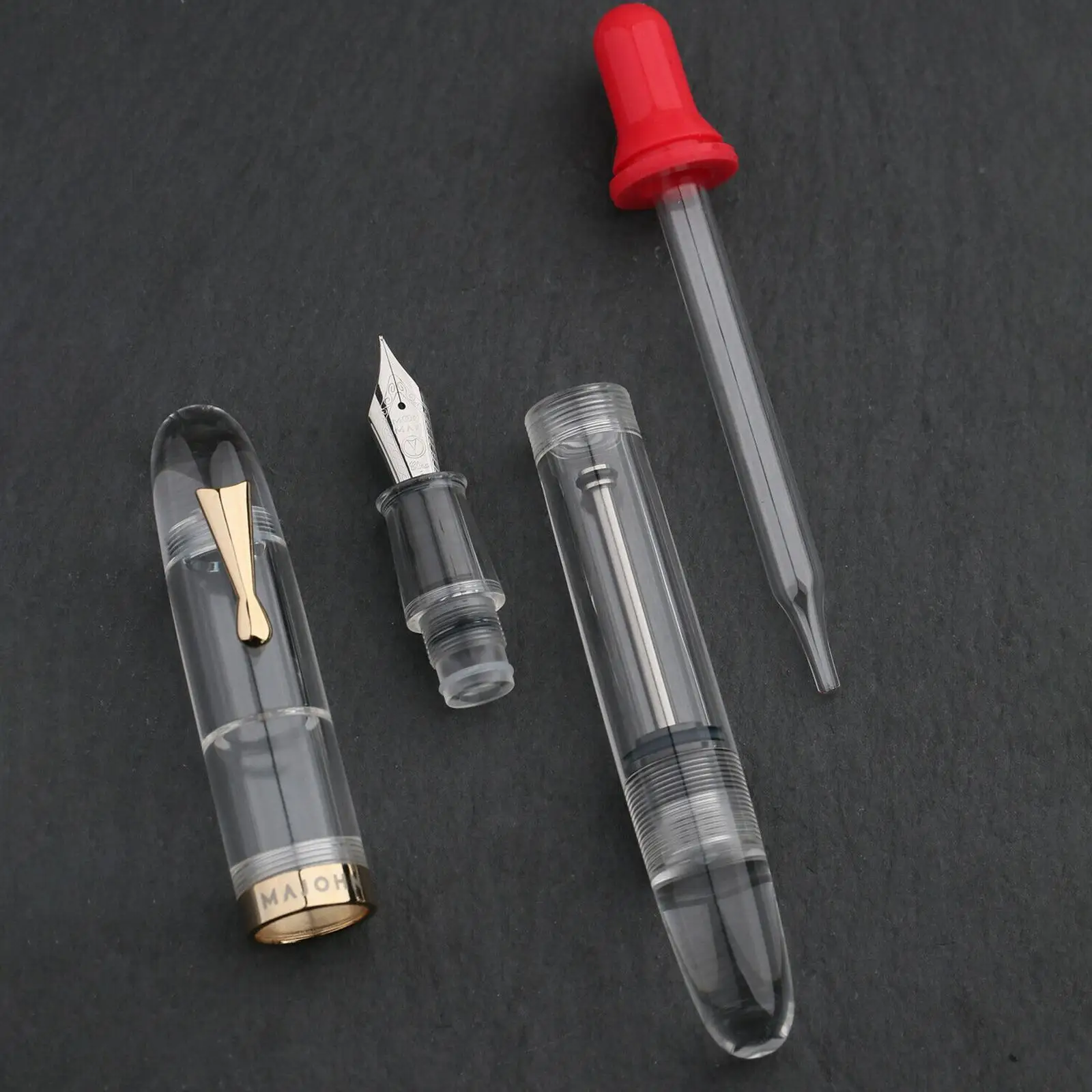 Majohn C4 투명 대용량 만년필, Ef/f/m 펜촉 펜 상자 필링 잉크, 점안기 쓰기, 선물 사무실, O2v1