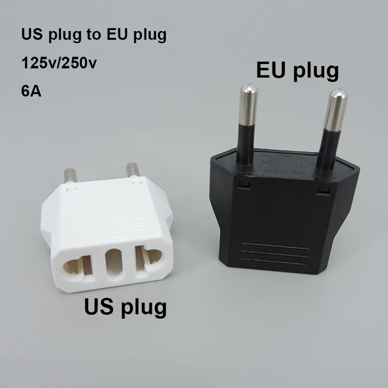 2 Pin Universal US ไปยัง EU Plug USA ไปยังยูโรยุโรป Travel Wall AC Power Charger Outlet Adapter Converter รอบซ็อกเก็ตอินพุต c1 1