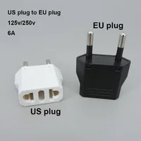 2 Pin Universal US ไปยัง EU Plug USA ไปยังยูโรยุโรป Travel Wall AC Power Charger Outlet Adapter Converter รอบซ็อกเก็ตอินพุต c1 1