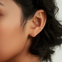 Aide 925 Sterling Silver Heart Flat Push-Back Zircon Pendiente Piercing Stud Earrings For Women K Gold Simple Elegant Jewelry 5