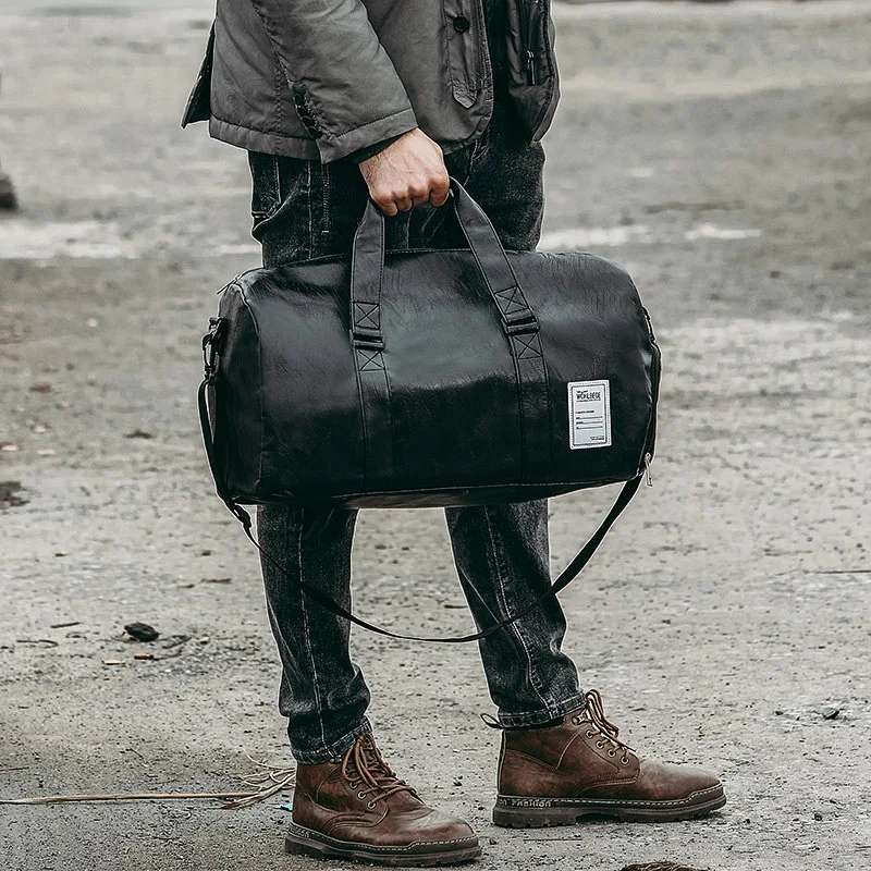 Male Gym Fitness Bags for Man Shoes PU Leather Travel Duffle Waterproof Shoulder Swimming Outdoors Sports Boxing Bags Handbag 3