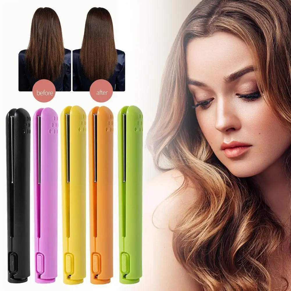 

Portable 2 In 1 Hair Straightener USB Cordless Straightening Rechargeable Curling Flat Iron Professional Tool