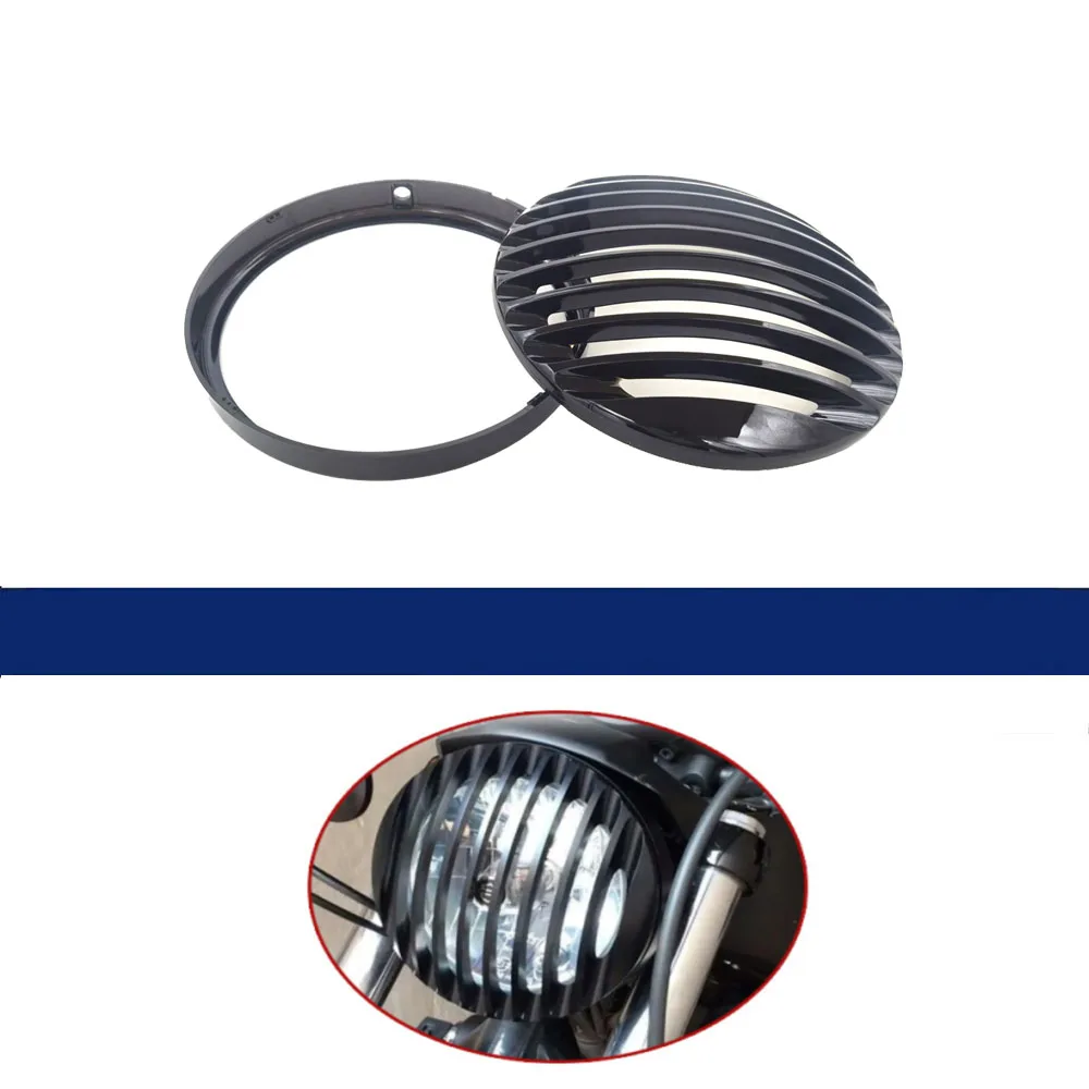 Per Harley Sportster Xl 883 Iron 1200 04-14 Custom Xl1200C 1200 Moto 5 3/4 "Abs Led Copertura Della Griglia Del Faro