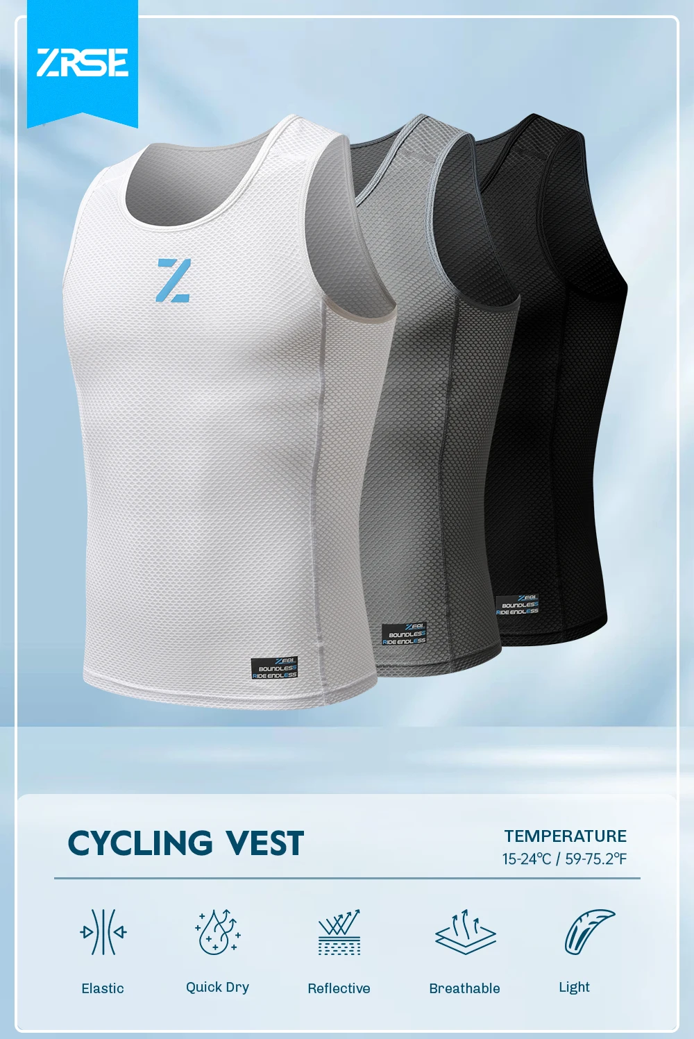 Description Picture 2 of itemMen Cycling Vest Base Layer Summer Bicycle Clothing Jersey Sleeveless Women MTB Road Bike Clothes Mesh Underwear White Black