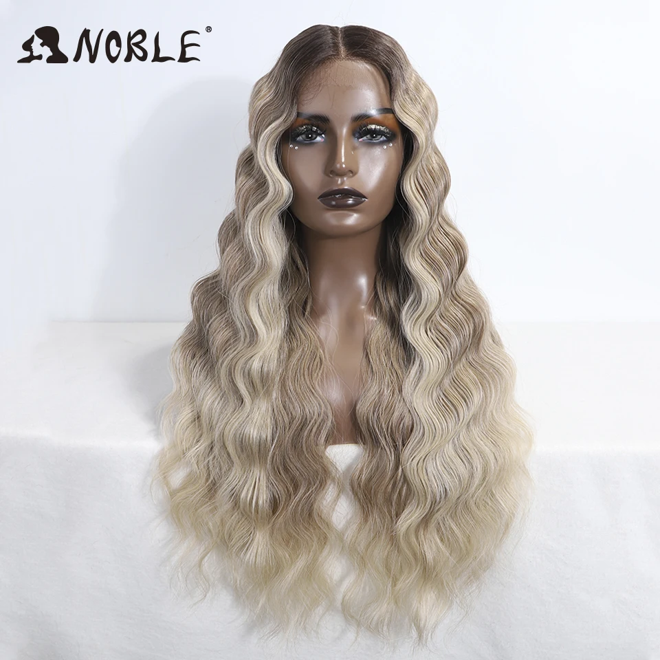 28 Inch Lace Front Wig Wavy Body Wavy Lace Part for Women Brown synthetic