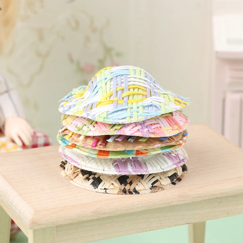 

5 шт., 1/12, миниатюрные соломенные шляпы для кукольного домика