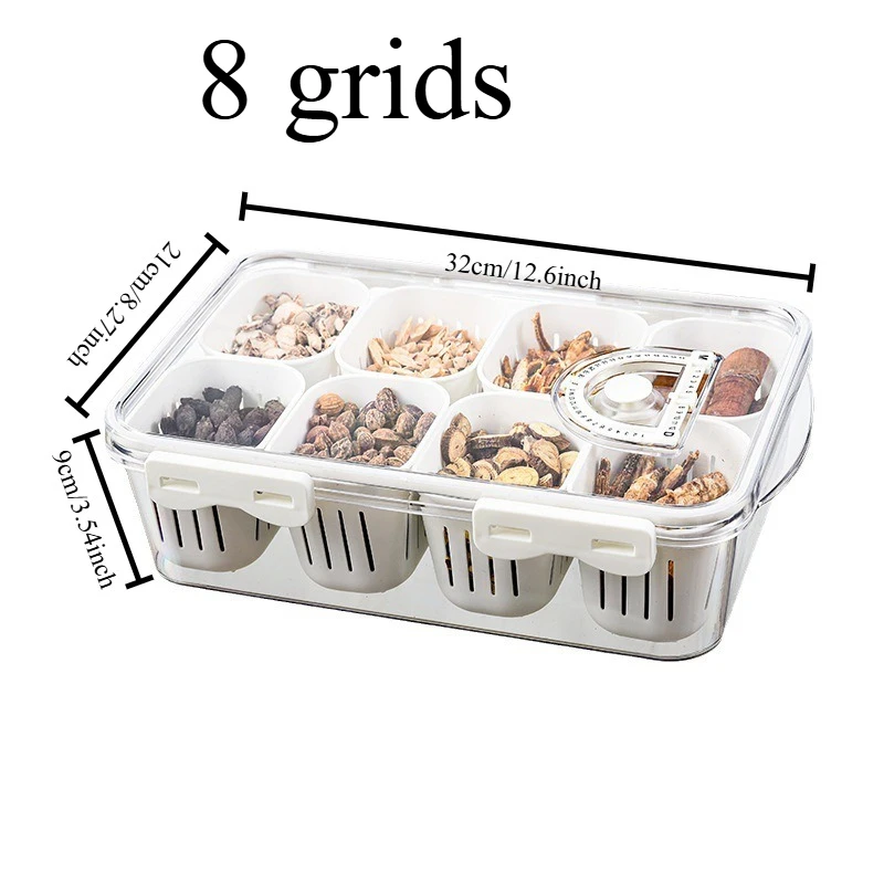 1Set Divided Storage Box, Plastic Transparent Kitchen Seasoning Box, Multifunctional Refrigerator Preservation Storage Box
