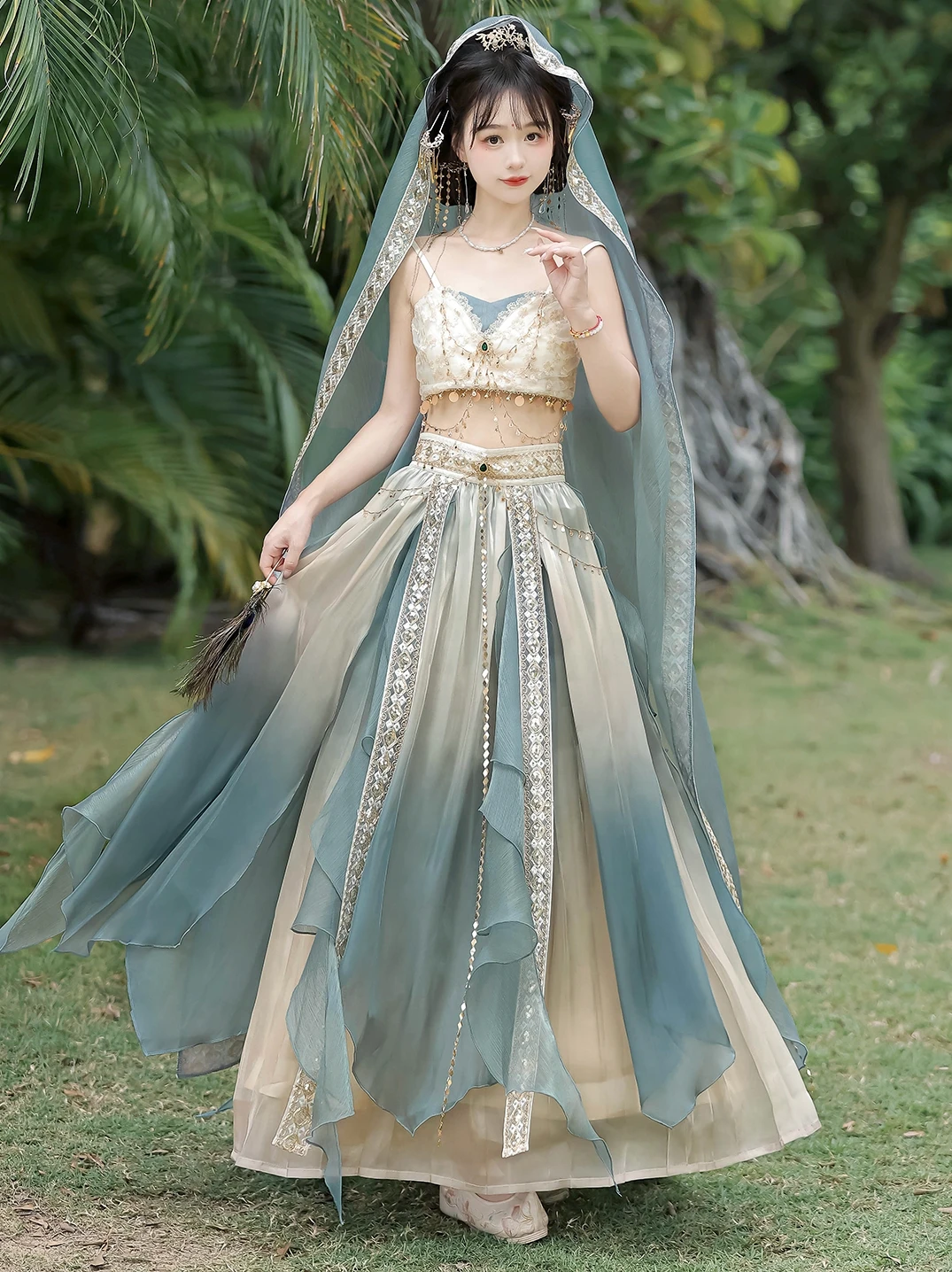 

Original Firefly Princess Lolita Exotic Style Dunhuang Flying Apsaras Improved Hanfu Western Regions Style Half Skirt Set