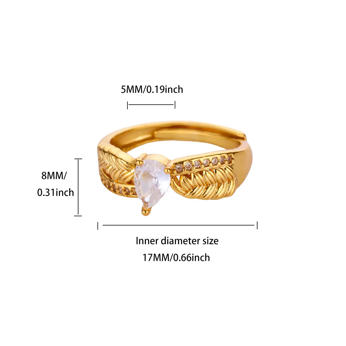 Zircon Geometric Adjustable Ring For Women