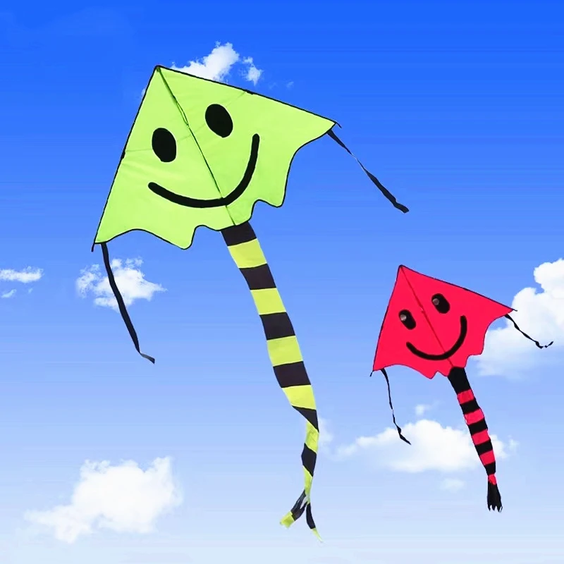 

free shipping large smiling face kites children kites reel toys flying outdoor ripstop nylon kite flying wing Line winding jouer