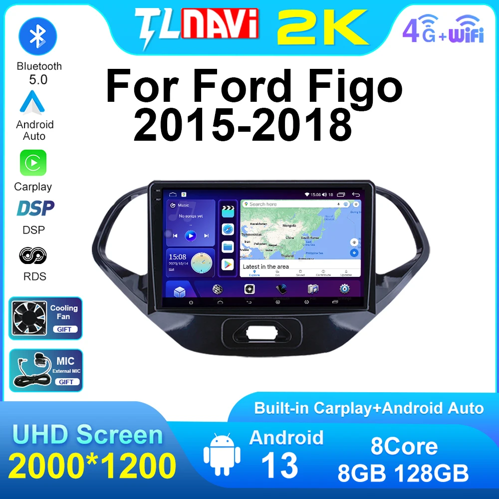 

Автомагнитола TuleNavi для Ford Figo 2015, 2016, 2017, 2018, автомобильное радио, мультимедийный видеоплеер, навигация GPS, Android, автомобильное Carplay, головное устройство
