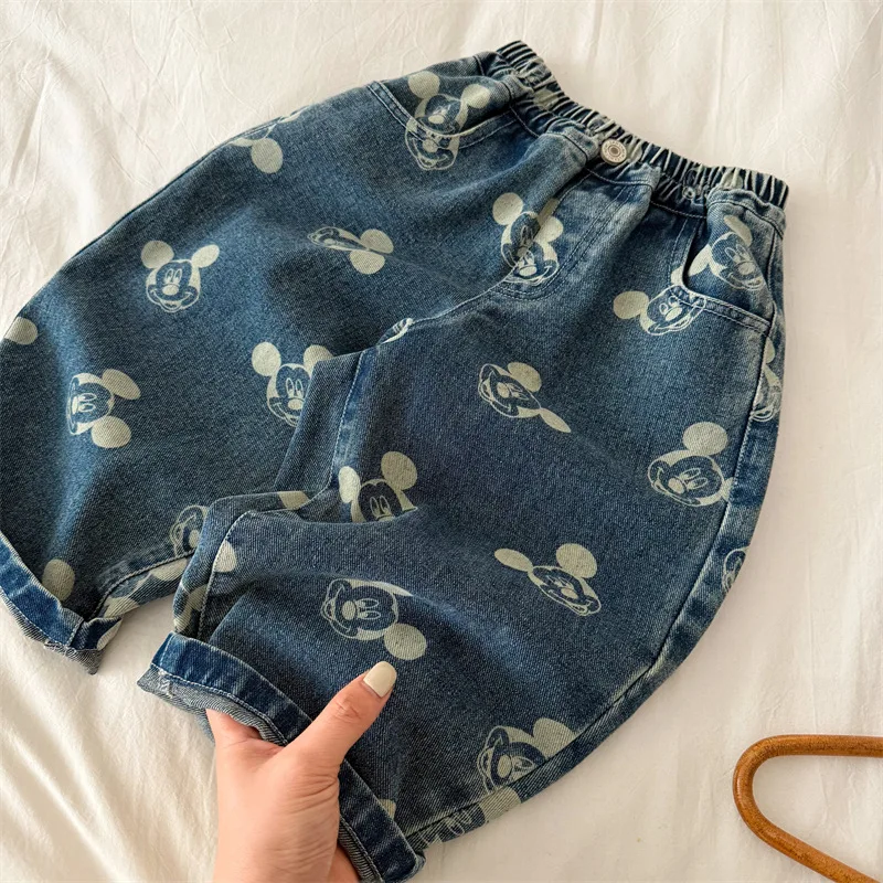 Loose Straight Leg Jeans for Boys Cartoon Print Spring Autumn New Style Korean Version Baby Kids Jeans Soft Denim Natural Waist - 2
