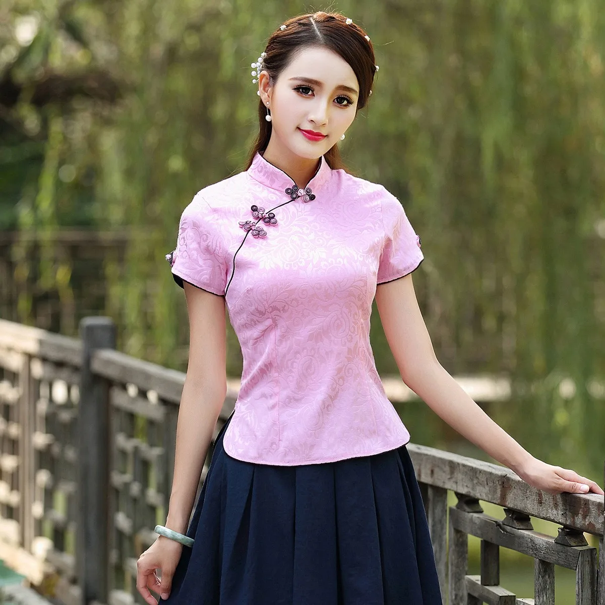 Spring Cotton Slim Cheongsam Tops Chinese Traditional Mandarin Collar Tang Coat Soft Satin Chinese Style Shirt Plus Size women chinese shirt women satin blouse women cheongsam waistcoat