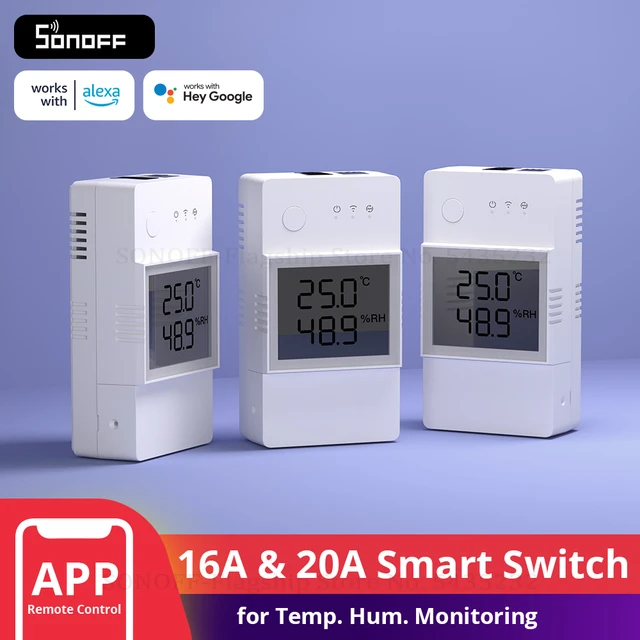 SONOFF THR320D 20A Smart Temperature and Humidity Monitoring  Switch,Compatible with Alexa, Google Home,RJ9 4P4C Interface