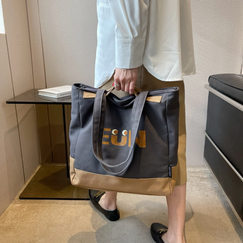 Simple Design Fashion Women's Tote Bag Casual Street Personality One Shoulder Bag Large Capacity Student Bag Mom Shopping Bag