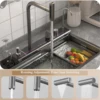 Stainless Steel Dual Waterfall Kitchen Sink Honeycomb Modern Kitchen Sink Single Bowl Digital Smart Sink with Soap Dispenser 4