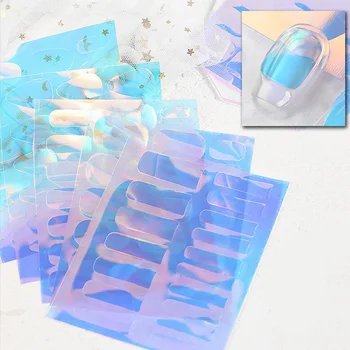 Sparkly Holographic Aurora Nail Foil Stickers Ice Cube Broken Paper Effect Summer Cellophane Decoration Wraps for Glass Nails 1