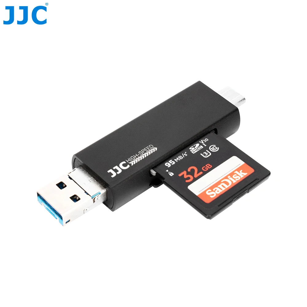 

Устройство для чтения карт памяти JJC, адаптер с двойным разъемом типа C USB 3,0, поддерживает SD/Micro SD/MMC/Micro SDHC, совместим с Iphone MacBook