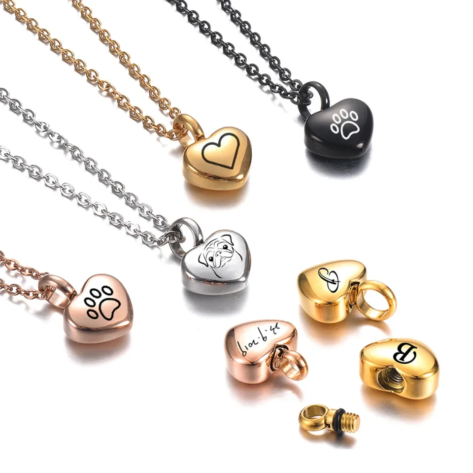 Ciondolo Urna Cremazione In Acciaio | Cuore Per Ceneri Con Kit Di Riempimento - Foto 8