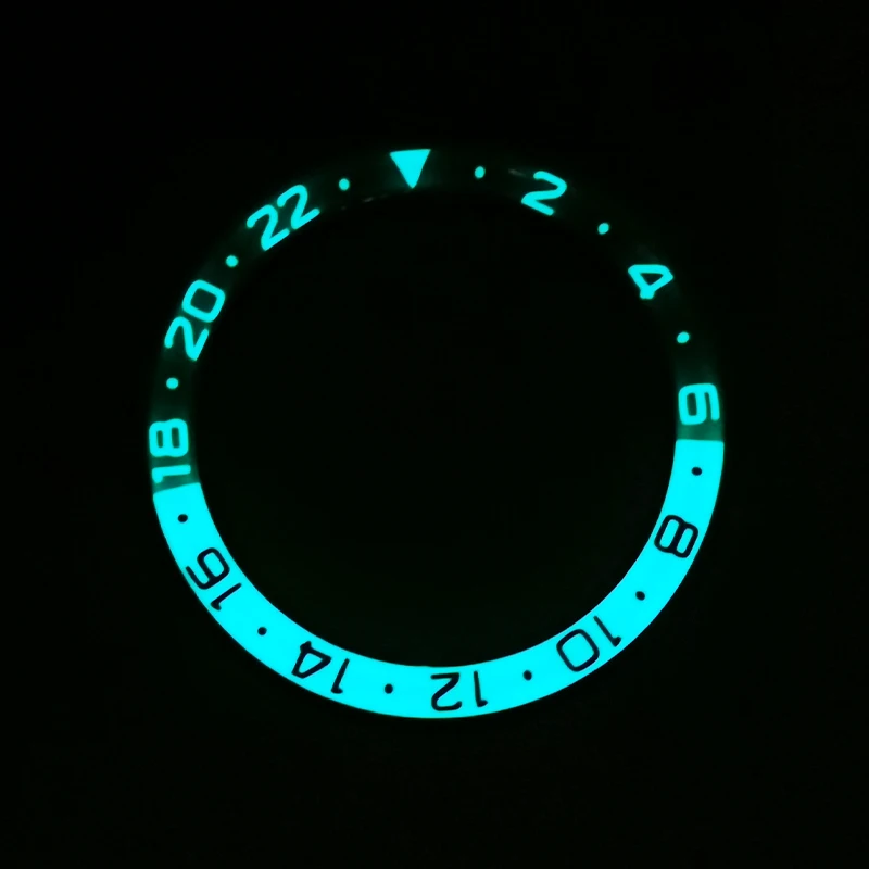 38mm flache blaue leuchtende Harz Aluminium Uhr Lünette Einsatz passt skx007 skx009 srpd Uhrengehäuse nh36 nh35 Uhrwerk Männer Uhr Teile – Detail 3