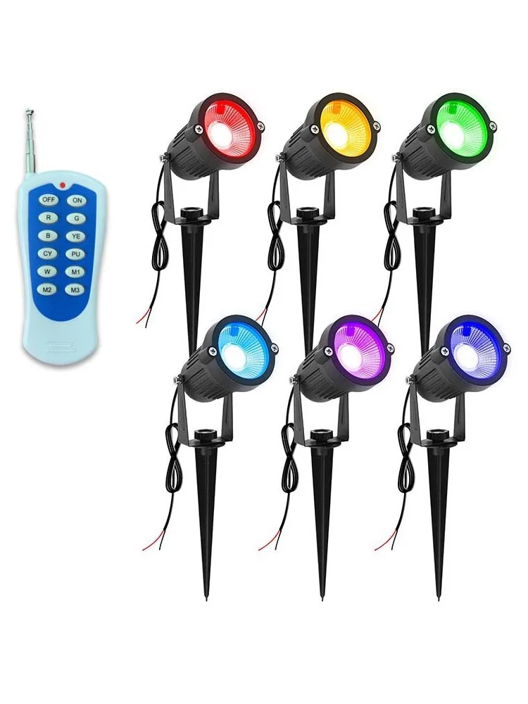 Wireless Remote Control RGB Led Garden Lawn Lamps 4/6 in 1 Waterproof Garden Decoration AC220V24V Landscape Light Ip65 Spotlight hot sale f24 12s ac 12 button single speed 100m 433 mhz wireless waterproof industrial remote control for construction machinery