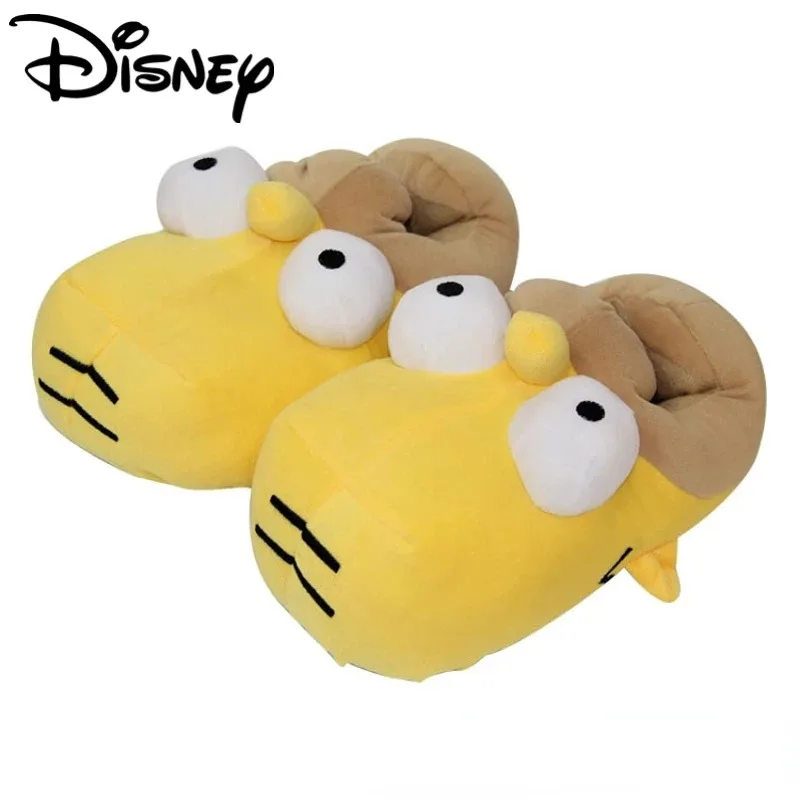 Disney Anime Peripheral Simpsons Plush Cotton Slippers 28CM Personality Funny Slippers Unisex Home Warm Shoes Indoor Shoes