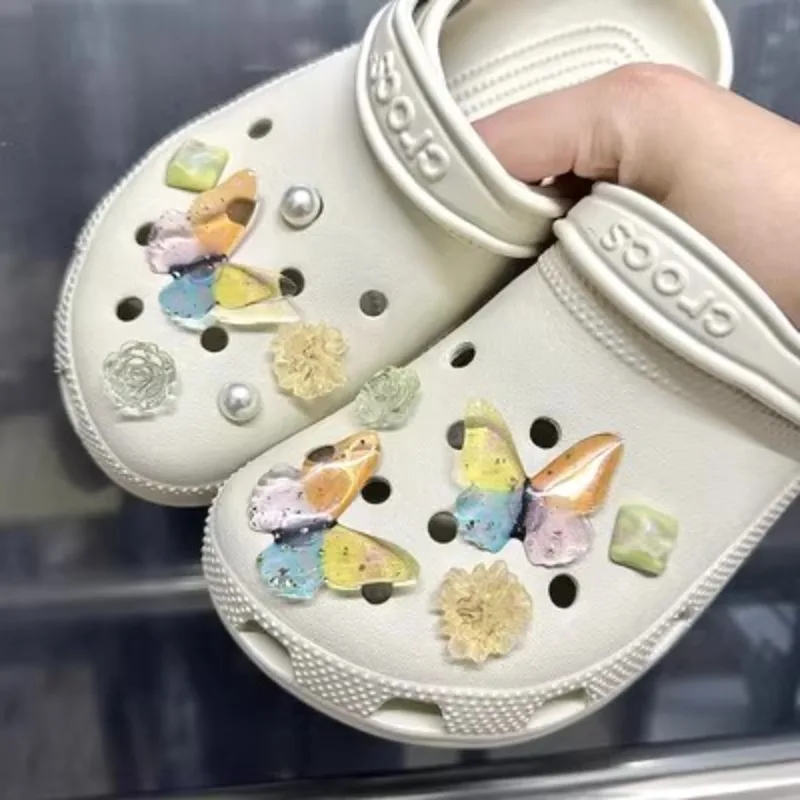 

Handmade Vintage Butterfly Croc Accessories Luxury Quality Shoes Charms for Croc All-match DIY Garden Shoe Buckle Whole Set New