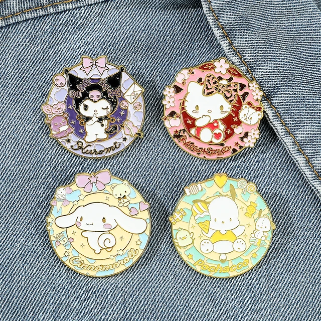 Cute Pins Sanrio Hello Kitty Kuromi Badges Popular Anime Brooch Student  Cartoon Enamel Lapel Pins for Backpack Accessories