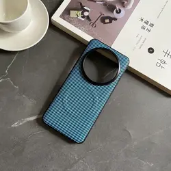 Xiaomi Soft Silicone Carbon Fiber Magnetic Protective Back Cover Case for Mi 14 Ultra (Light blue)