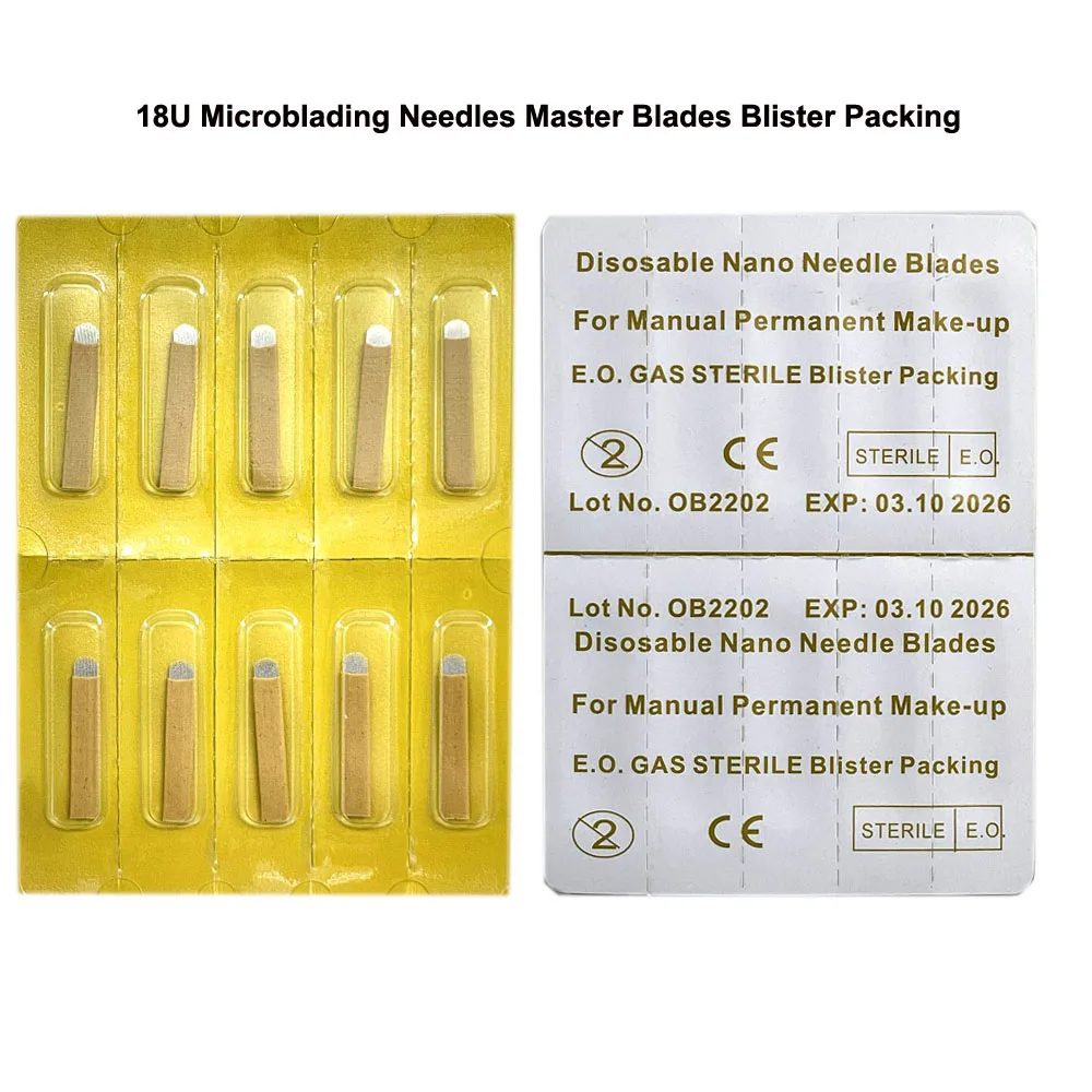 U304 Stainless Steel Microblading Sharpest Master Needle Blade tattoo microblading needles EO Sterile Blister Packing 18U