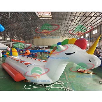 12 Persons Inflatable UNICORN Boat 97cm Tube Double Lane Unicorn Banana Boat For Commercial 1