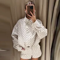 HXAO Polka Dot Short Sets Women's Two Pieces Set Women's Long Sleeve Top Jacket 2 Pieces Set For Woman High Waist Short Outfits - Image 6