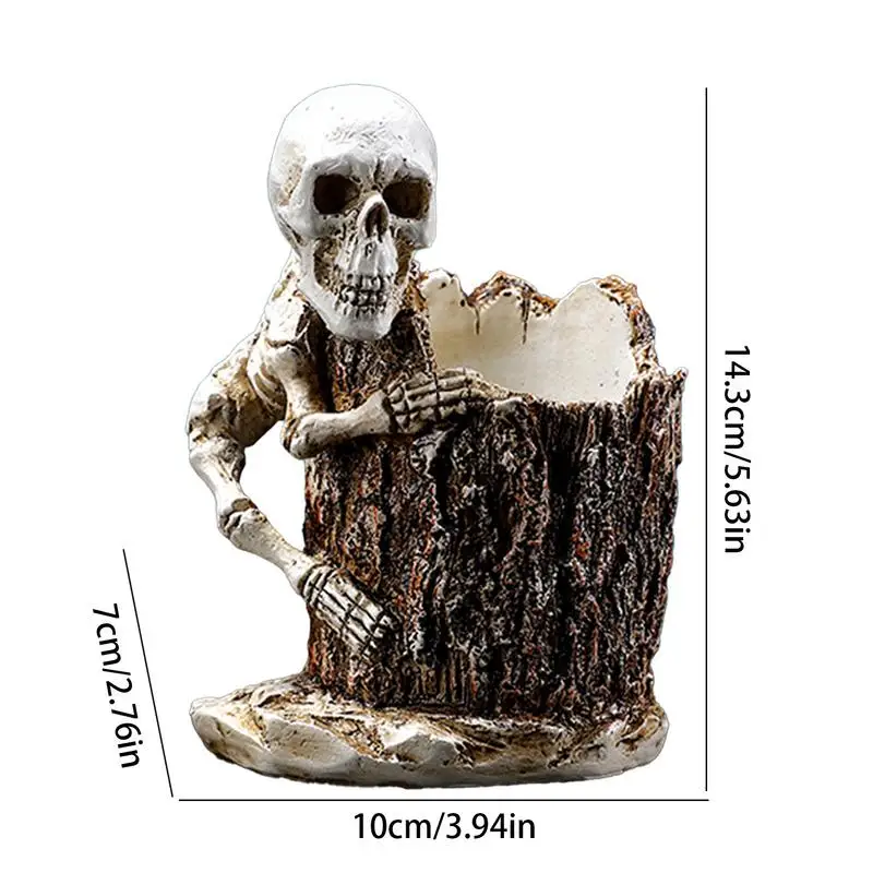 Skeleton Toothbrush Holder Skeleton Statue Pen Storage Pen Holder Desktop Stationery Organizers For Pens Pencils Rulers Erasers