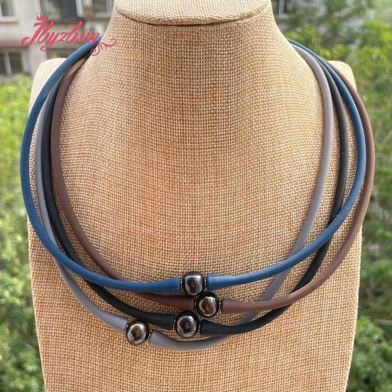 

10mm Round Black Freshwater Pearl Sports Casual Waterproof Silicone Powerful Jewelry 1 Set ,Bracelet Necklace for Women Men Gift