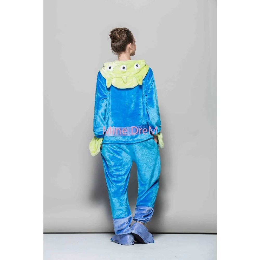 Zipper and Button Alien Onesies Pajamas Cartoon Animal Cosplay Costume Jumpsuit Adult Onesies Sleepwear Halloween Kigurumi